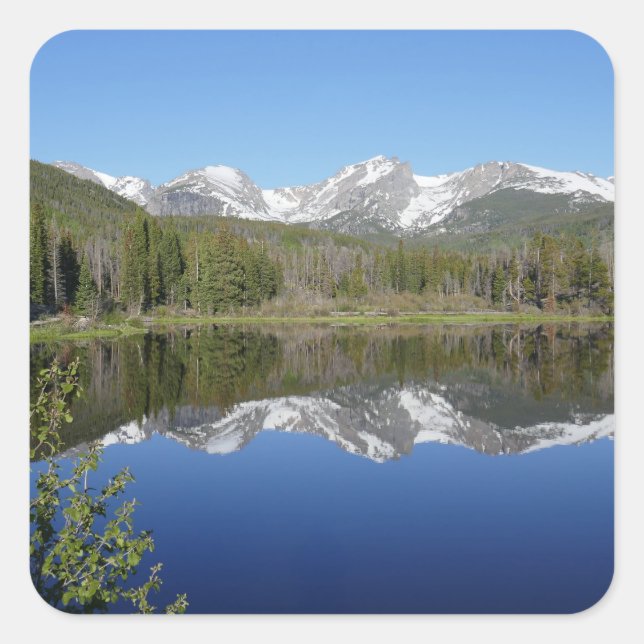 Sprague Lake I im Rocky Mountain National Park Quadratischer Aufkleber (Vorderseite)