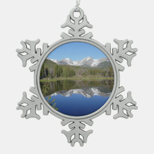 Sprague Lake I im Rocky Mountain National Park Schneeflocken Zinn-Ornament