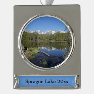 Sprague Lake II im Rocky Mountain National Park Banner-Ornament Silber