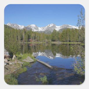 Sprague Lake II im Rocky Mountain National Park Quadratischer Aufkleber