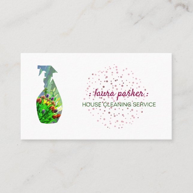 Spray-Flaschen-Blumenreinigungs-Service-Garten Visitenkarte (Vorderseite)