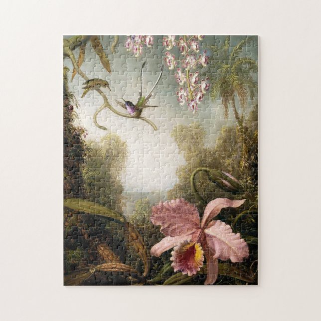 Spray-Orchideen mit Kolibri-Puzzlespiel Puzzle (Vertikal)
