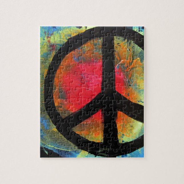 Spray Paint Art Rainbow Peace Sign Painting Puzzle (Vertikal)