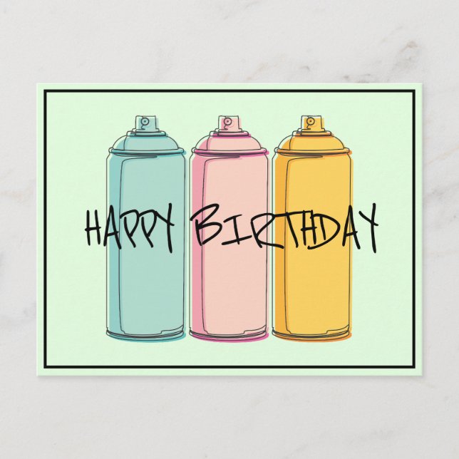 Spray Paint Cans - Happy Birthday Postkarte (Vorderseite)