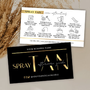 Spray Tan Aftercare Guide Modern Black & Gold Visitenkarte
