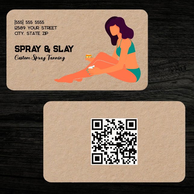 Spray Tan Custom QR Kraft Visitenkarte (Spray Tan Custom QR Kraft Business Cards)