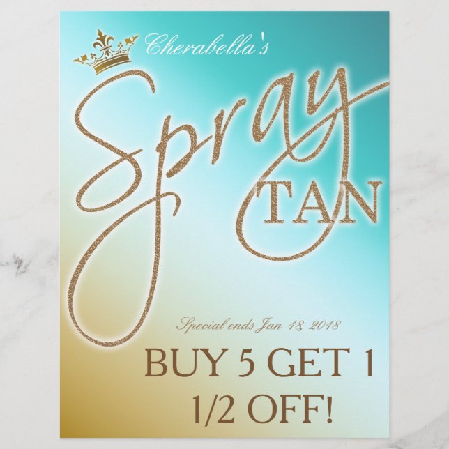 Spray Tan Gold Glitzer Crown Flyer (Vorne)