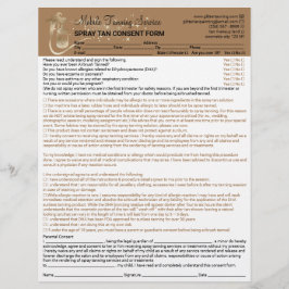 Spray Tan Haftung Einwilligung in Waiver Form Flyer