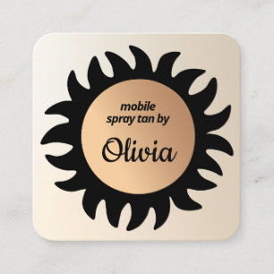 Spray Tan Kupfer Sun Rays Business Square B Quadratische Visitenkarte