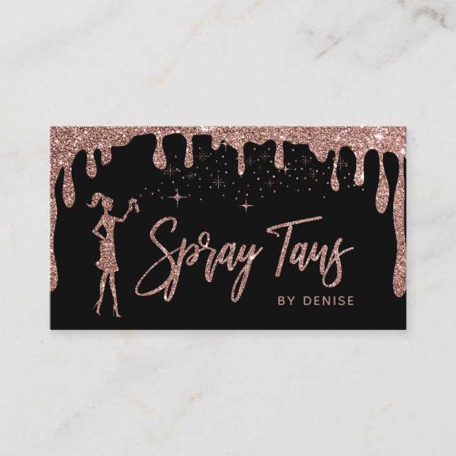 Spray Tan Mobile Spray Tan Gold Glittering Girl Visitenkarte (Vorderseite)