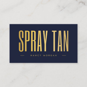 Spray Tan QR Code und Logo Navy und Gold Visitenkarte