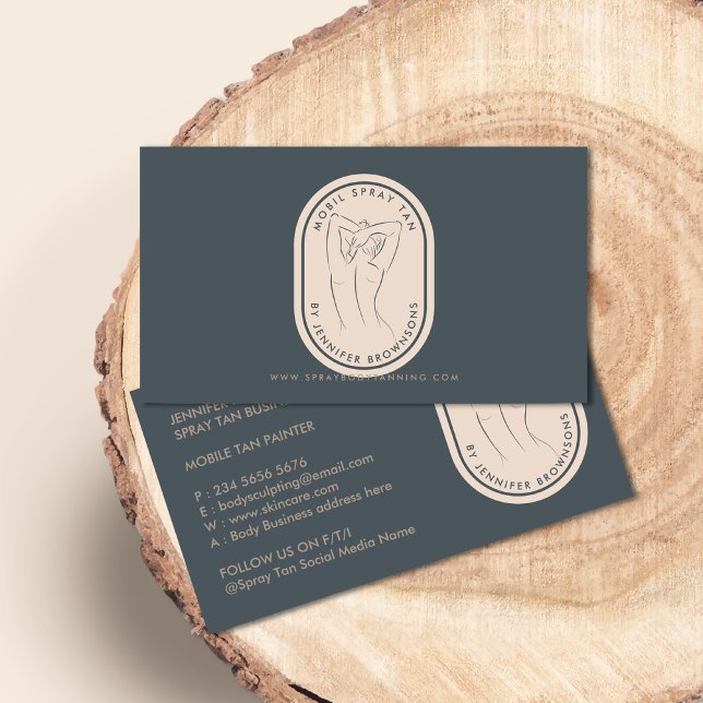 Spray Tan Woman Body Skin Navy Beige Visitenkarte (Von Creator hochgeladen)