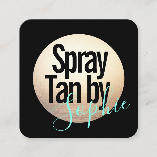 Spray Tanning Gold Sun Business Card Quadratische Visitenkarte (Vorderseite)