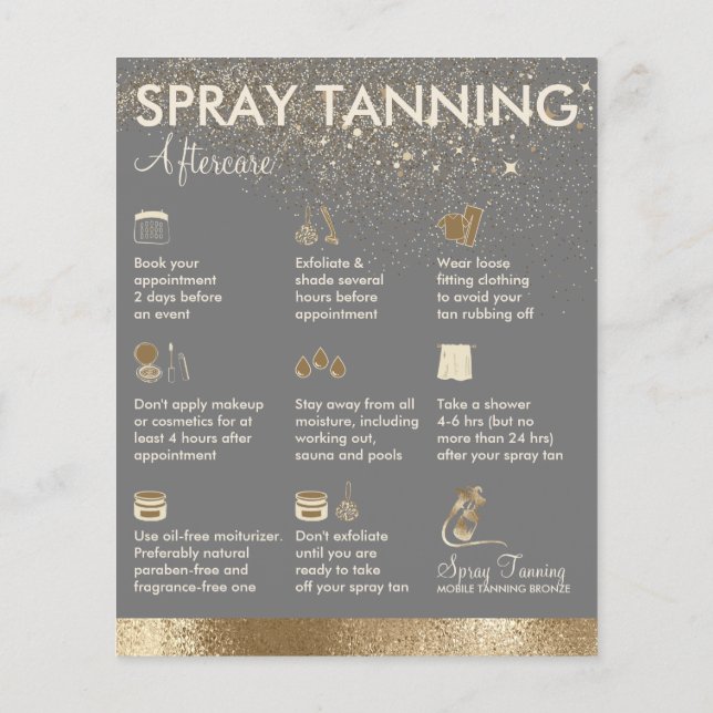 Spray Tanning Grey Body Paint Aftercare Flyer (Hinten)