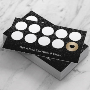 Spray Tanning Salon Modernes Black Glitzer Loyalty Treuekarte