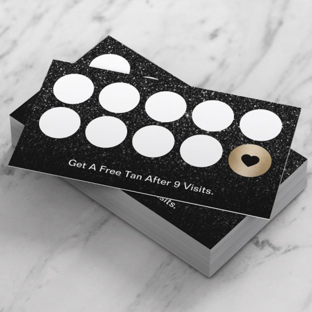 Spray Tanning Salon Modernes Black Glitzer Loyalty Treuekarte (Von Creator hochgeladen)