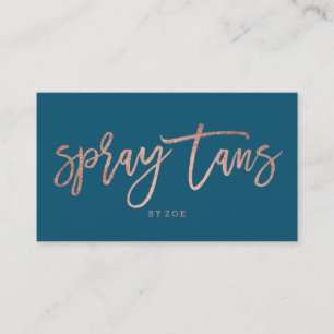 Spray-Tans-Logo elegante Rose Gold Typografie blau Visitenkarte