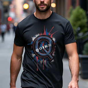 Sprayfarbe 'Q' Monogramm: Anpassbarer urbaner Stil T-Shirt