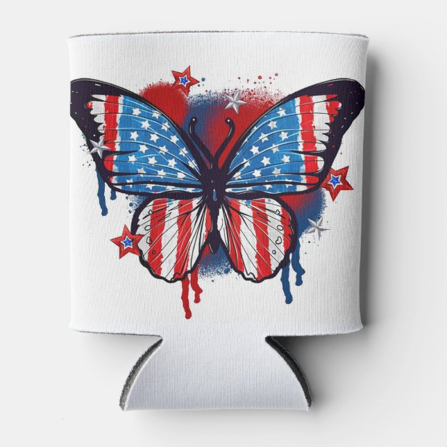 Spraypainted American Flag Butterfly Dosenkühler (Vorderseite)