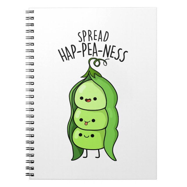 Spread Hap-pea-ness Niedlich Peas Puff Notizblock (Vorderseite)