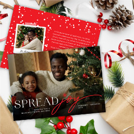 Spread Joy Classic Script Typografie Modernes Foto Feiertagskarte