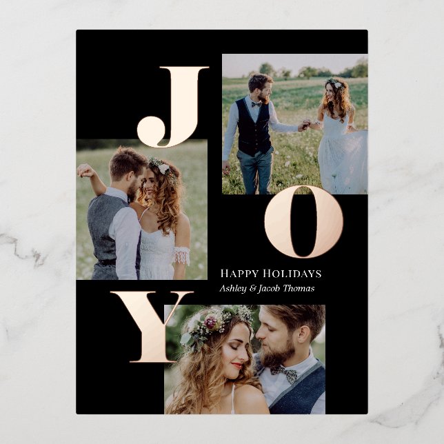 Spread Joy Editable Color Foil Holiday Postkarte (Vorderseite)