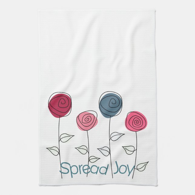 Spread Joy Pink Blue Blumen Geschirrtuch (Vertikal)