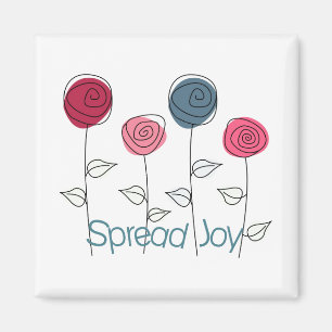 Spread Joy Pink Blue Blumen Magnet