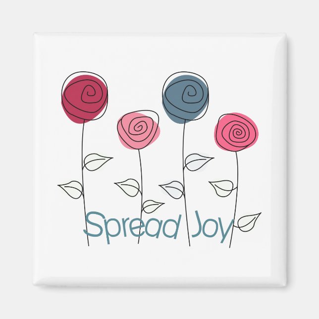 Spread Joy Pink Blue Blumen Magnet (Vorne)