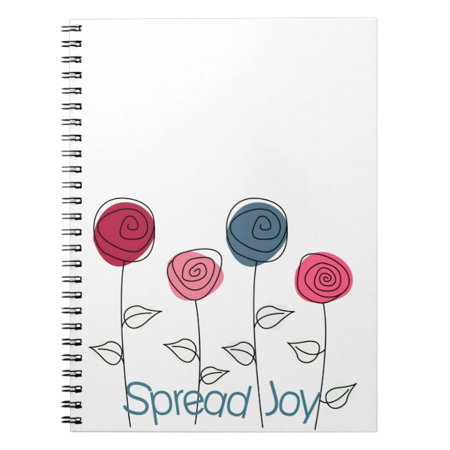 Spread Joy Pink Blue Blumen Notizblock (Vorderseite)