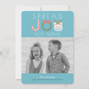 Spread JOY Polar Bear Mask Blue Christmas Foto Feiertagskarte