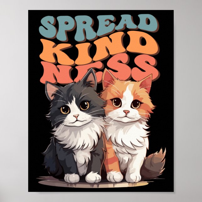 Spread Kindness - Adorable Cat Duo Design Sticker Poster (Vorne)