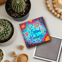 Spread Kindness Floral Inspirierend Trendy Blue Magnet