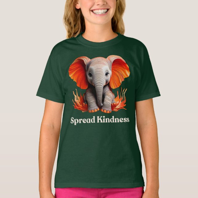 Spread Kindness Niedlich orange-rot Baby Elephant T-Shirt (Vorderseite)