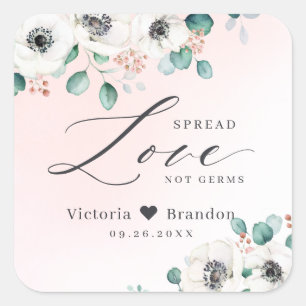 Spread Liebe Anemon Blüte Gastgeschenk Hochzeit  Quadratischer Aufkleber