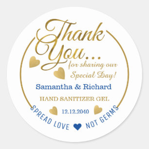 Spread Liebe Blue Gold Vielen Dank Sanitizer Gefal Runder Aufkleber