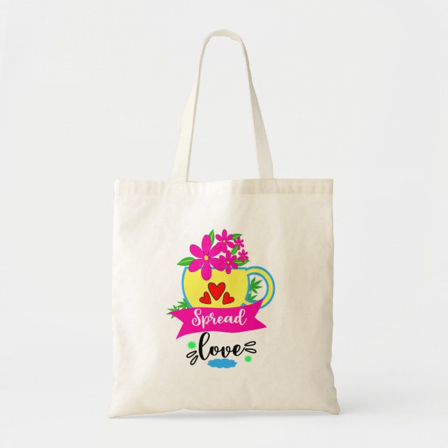 Spread Liebe Doodle Art Toag Tragetasche (Vorne)