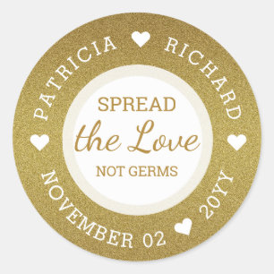 Spread Liebe Hand Sanitizer Gold Glitzer Hochzeit Runder Aufkleber