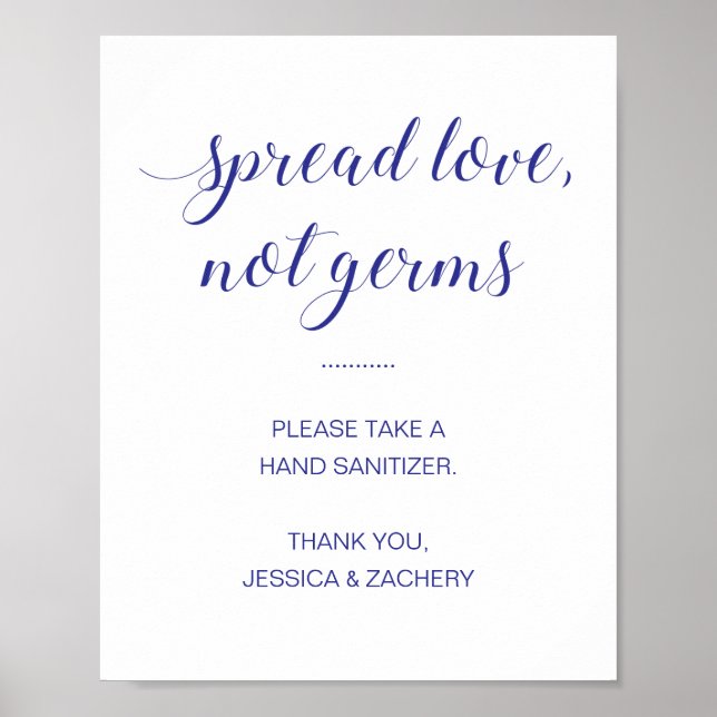 Spread-Liebe Nicht Germs Blue Hand Sanitizer Hochz Poster (Vorne)