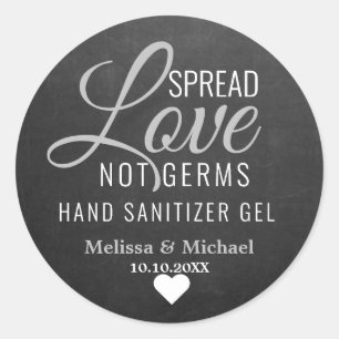 Spread-Liebe Nicht Germs Sanitizer Hochzeitskhalkb Runder Aufkleber