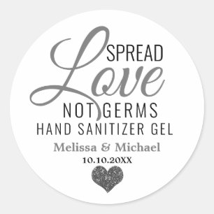 Spread-Liebe nicht Germs Sanitizer Silberherz Runder Aufkleber