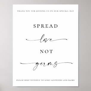 Spread-Liebe nicht Germs Sanitizer-Station Hochzei Poster