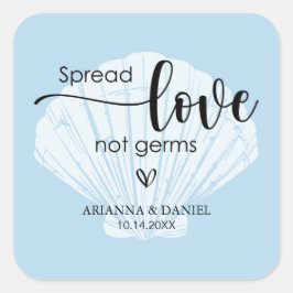 Spread-Liebe nicht Germs Wedding Hand Sanitizer Quadratischer Aufkleber