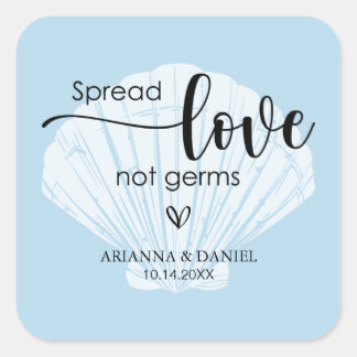 Spread-Liebe nicht Germs Wedding Hand Sanitizer Quadratischer Aufkleber