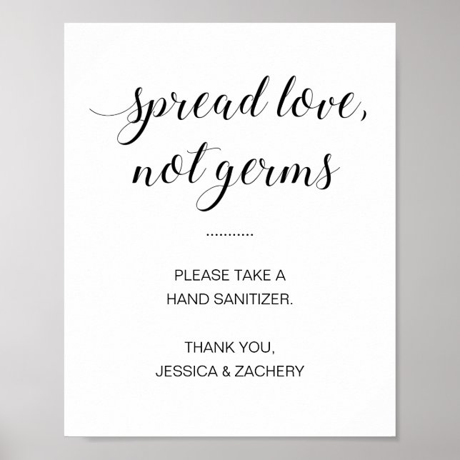 Spread-Liebe nicht Keime Hand Sanitäter Hochzeit Poster (Vorne)