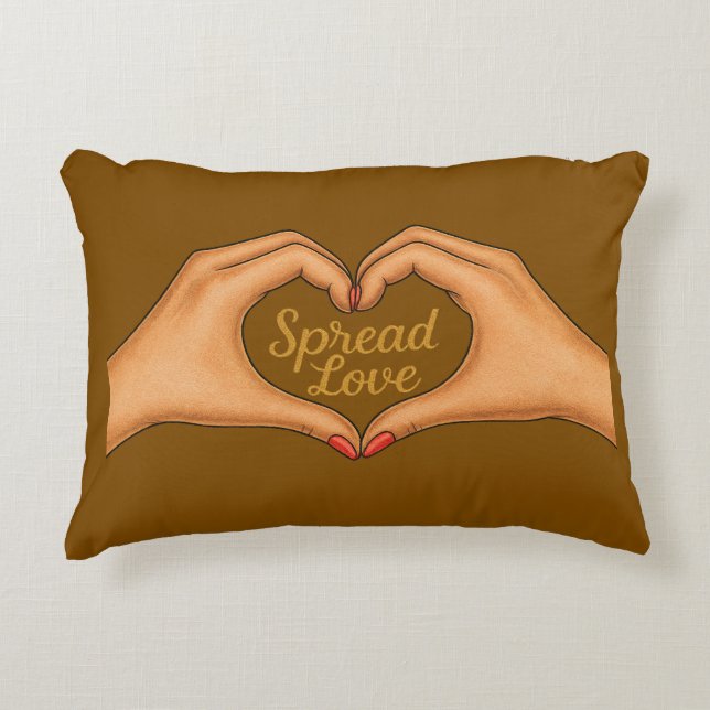 Spread Love Heart Hands Gold Quote –Throw Pillow Dekokissen (Vorderseite)