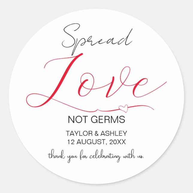 Spread Love Minimal Script Hand Sanitizer Label Runder Aufkleber (Vorderseite)