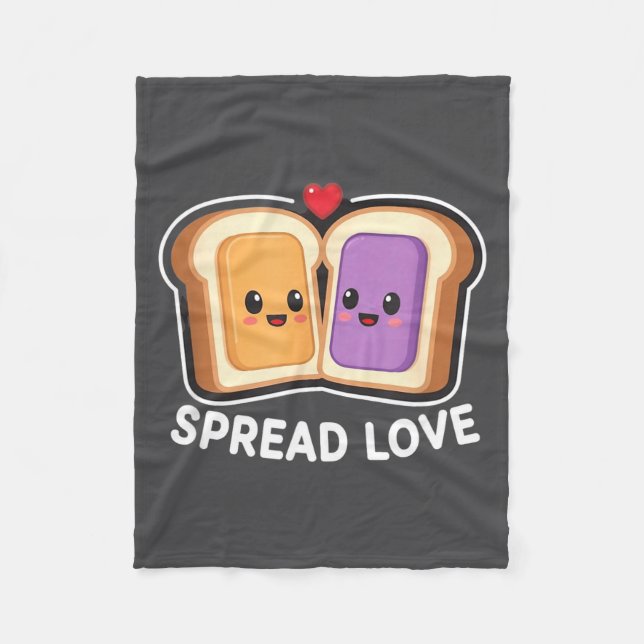 Spread Love Peanut Butter And Jelly Valentine Desi Fleecedecke (Vorderseite)