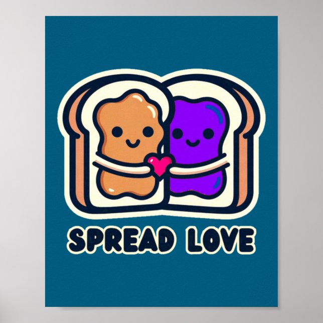 Spread Love Peanut Butter And Jelly Valentine Desi Poster (Vorne)