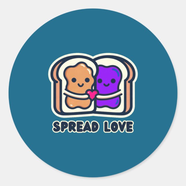 Spread Love Peanut Butter And Jelly Valentine Desi Runder Aufkleber (Vorderseite)